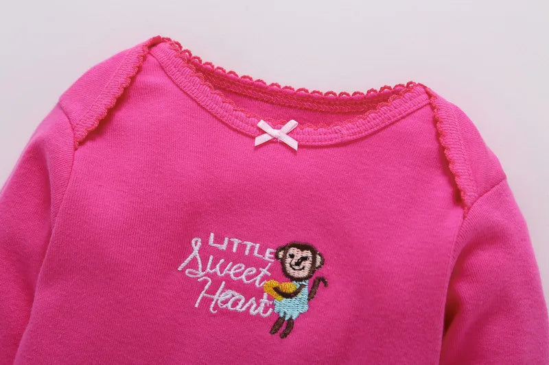 Lovely Baby Boy bodysuits 3Pcs/sets Long Sleeved Clothes PP Pant Cotton Infant Sporty Girl Short Sleeved Bodysuits