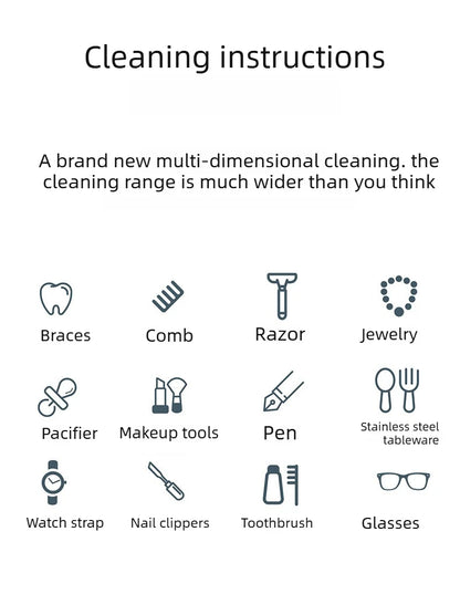 Portable Ultrasonic Cleaning Machine Multifunctional Household Ultrasonic Cleaner for Glasses Jewelry Dentures Braces