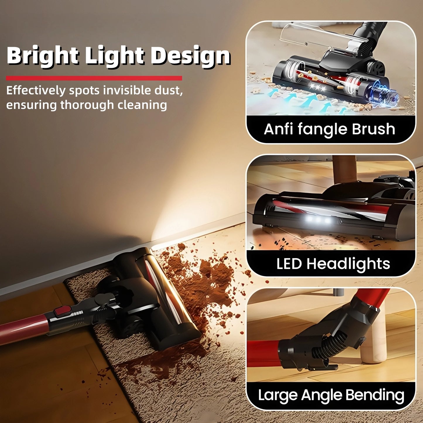 Cordless Vacuum Cleaner, 35KPA Handheld Vacuum Cleaner, Battery-powered Vacuum Cleaner For Pet Hair With 4000mAh Batteries, Handheld And Vertical Lightweight 6 In 1 Handheld Vacuum Cleaner, 40 Minutes Runtime, Large Dust Cup