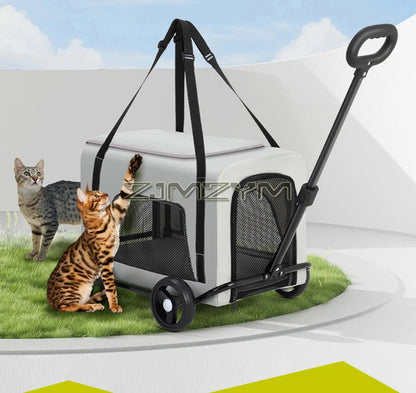 Folding Dog Stroller, Pet Folding Stroller, 4 Wheels Dog/Cat Puppy Stroller Pet Travel Carriage Case