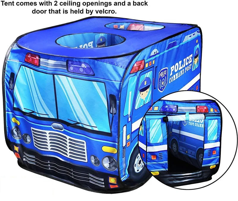 Game House Play Tent Fire Truck Police Bus Foldable Pop Up Toy Play House Children Toys Tent Ice Cream Firefighting Model House