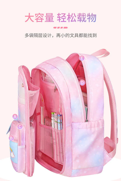 3pcs/set Kids School Backpack for Girls with Lunch Box Pencil Case Set Elementary Primary Middle High College School Bookbags