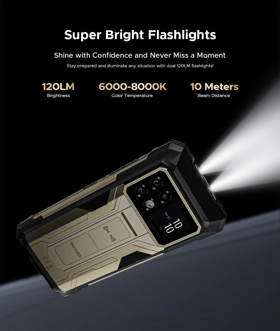 DOOGEE S200 Max 5G Rugged Phone 1.32" Rear Display Dual light Flashlight 22000mAh Battery 66W 6.72” 120Hz 16GB 512GB Smartphone