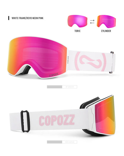 COPOZZ Magnetic Ski Goggles UV400 Protection Anti-Fog Ski Glasses Men Women Quick-Change Lens Snowboard Goggles with Two Options