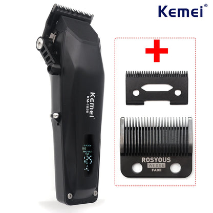 Kemei KM-1856 Professional Hair Clipper LED Display Cordless USB Interface Professional Men's Haircut Machine Hair Cutting
