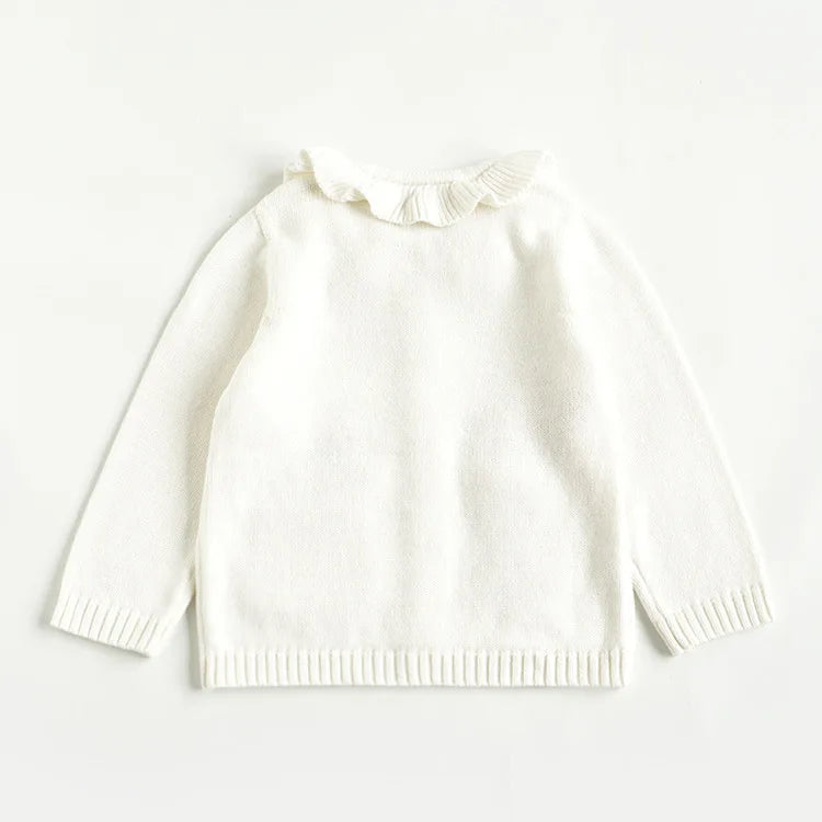 Baby Girls Embroidery Sweater Cardigan Autumn Fashion Cotton Floral Collar Kids Knitted Cardigan Rabbit Coat Outerwear Korean
