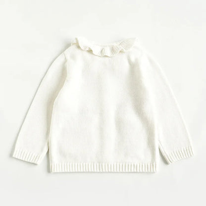 Baby Girls Embroidery Sweater Cardigan Autumn Fashion Cotton Floral Collar Kids Knitted Cardigan Rabbit Coat Outerwear Korean