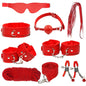 6-10Pcs/Set Sexual Bondage Handcuff Whip Adult Couple Sex Toys Tools Set Erotic Sex Toys for Woman Couples Leather BDSM Kits
