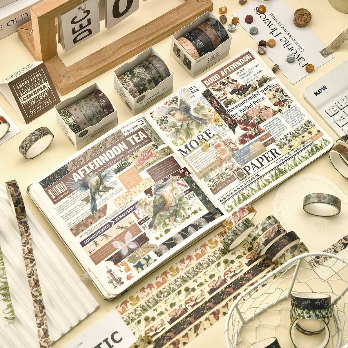 5 Rolls/Box Forest Plant Print Washi Tape Handmade Diy Diary Photo Album Decoration Masking Tape Set