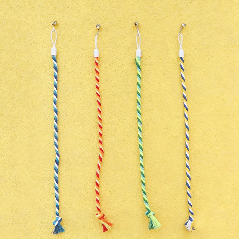 4PCS Cat Wand Toy Replacement Heads Colorful Cotton Ropes for Cat Stick Teaser Wand Interactive Cat Toy