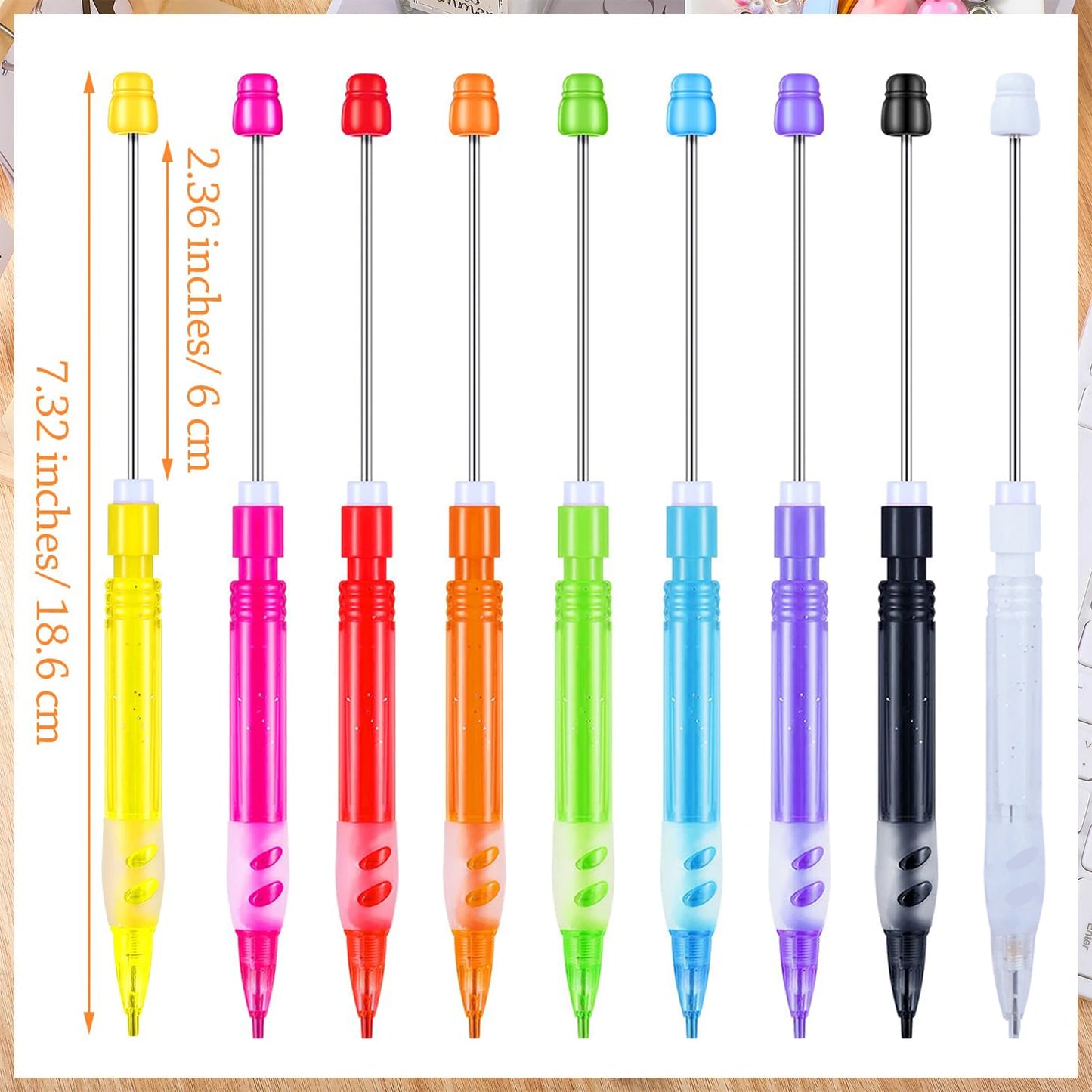 10-100Pcs Beaded Pencil HB Writing Beaded Pencil DIY Beadable Pencils Bead Pencil