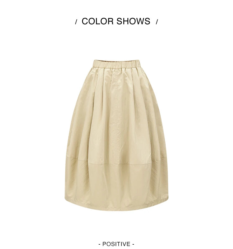 Semir Skirt Women's Solid Textured A-Line High Waist – Casual Long With Elastic Band Woman Clothing