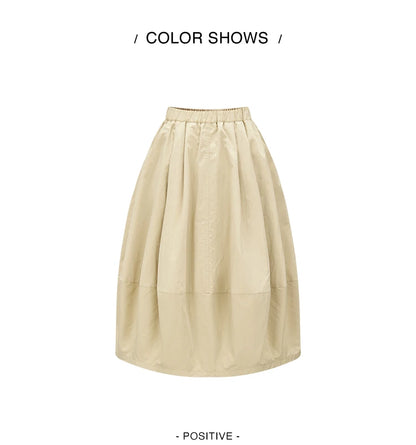 Semir Skirt Women's Solid Textured A-Line High Waist – Casual Long With Elastic Band Woman Clothing