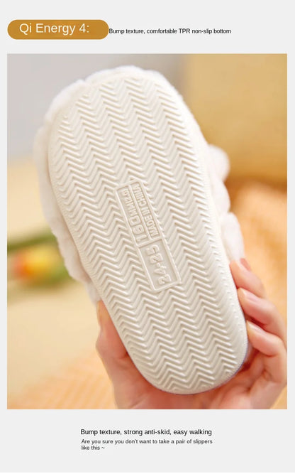 Kid Shoes Girl Fur Slippers Anti Slip Warm Slippers Fashionable Color Matching Cotton Slipper Autumn Winter Thick Bottom Slipper