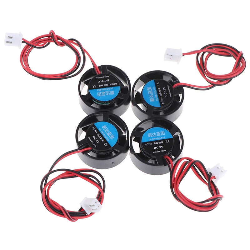 25.5x10mm 5V 9V 12V 24V Round Mini Cooling Fan for LED Lamps Computer Radiator