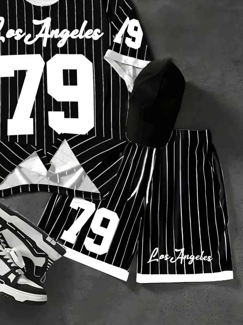 The 2025 summer new men's set features street fashion casual comfort softness breathability and 3D digital pattern printing