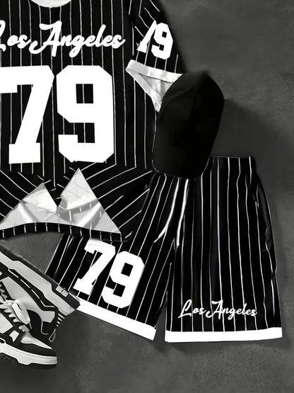 The 2025 summer new men's set features street fashion casual comfort softness breathability and 3D digital pattern printing