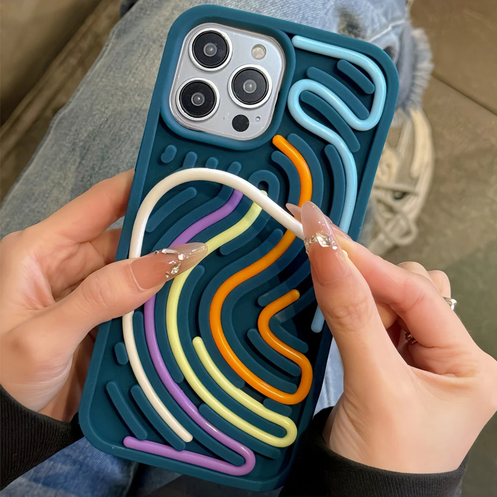 Funny Stuff DIY Brain-training Toys Phone Case for iPhone 12 13 14 15 16 Pro Max Soft Silicone Reliver Stress Creative Cover