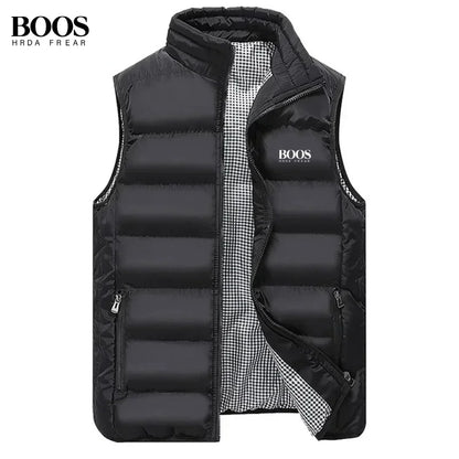 Men's Embroidery Brand High Quality Warm Vest Vest, Autumn and Winter Luxury Fashion Brand, Sleeveless Outdoor Windproof Jacket