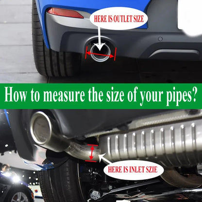 1PCS 2.5" Inlet Decoration Chrome Tail Pipe Car Styling Car Exhaust Trim Muffler Pipe Tail Stainless Steel Curved Double Outlet