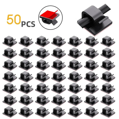50Pcs Cable Clip Self-Adhesive Cable Organizer Wire Protector Holder For Mouse Headset Wire Storage Desktop Tidy Management Clip