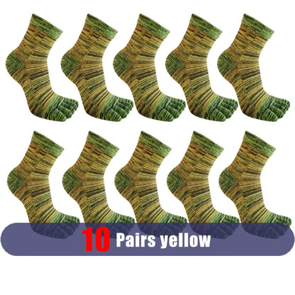 1/5 Pairs Colorful 5 Finger Socks Business Man Cotton Striped Young Casual Sweat-Absorbing Happy Party Dress Toe Short Socks