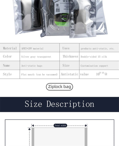 ESD Bag with Top Open Anti Static Shielding Package for Storage Electronic Components PCB Board Protection USB Pouches
