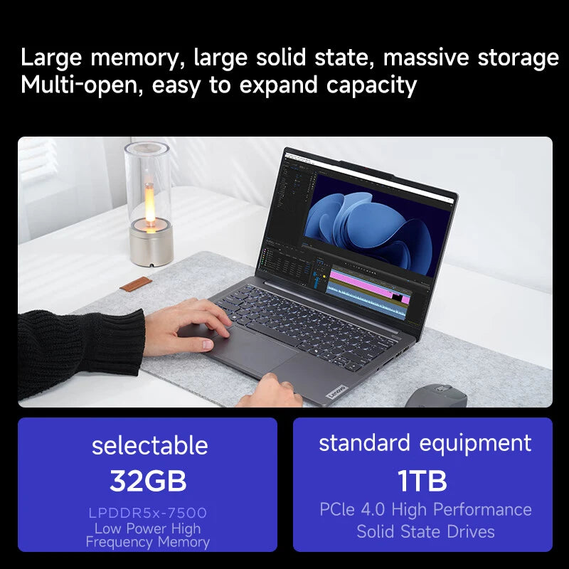Lenovo Laptop Xiaoxin Pro14 2024 14' 2.8K 120Hz OLED Screen AMD Ryzen 7-8845H 16G/32G LPDDR5 1TB/2TB PCIE4.0 SSD Notebook PC
