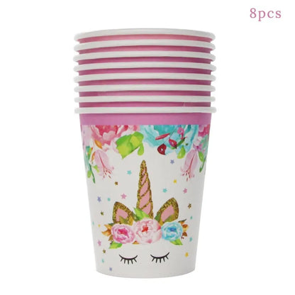 Unicorn Birthday Decorations for Girl Plate Napkin Cup cake topper Unicorn Party Supplies Kids Birthday Party Decor Baby Shower
