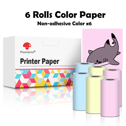 Phomemo Self-adhesive Sticker Paper for T02/M02X Portable Printer Thermam Paper Label Sticky DIY Photo Text Study Notes Printing