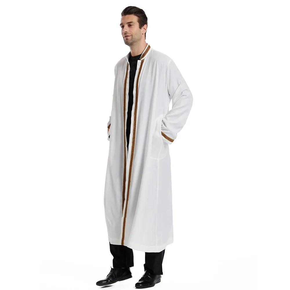 Dubai Saudi Muslim Men Open Abaya Kimono Dresses Turkey Eid Ramadan Islamic Kaftan Arabic Long Robe Caftan Jubba Thobe Clothing