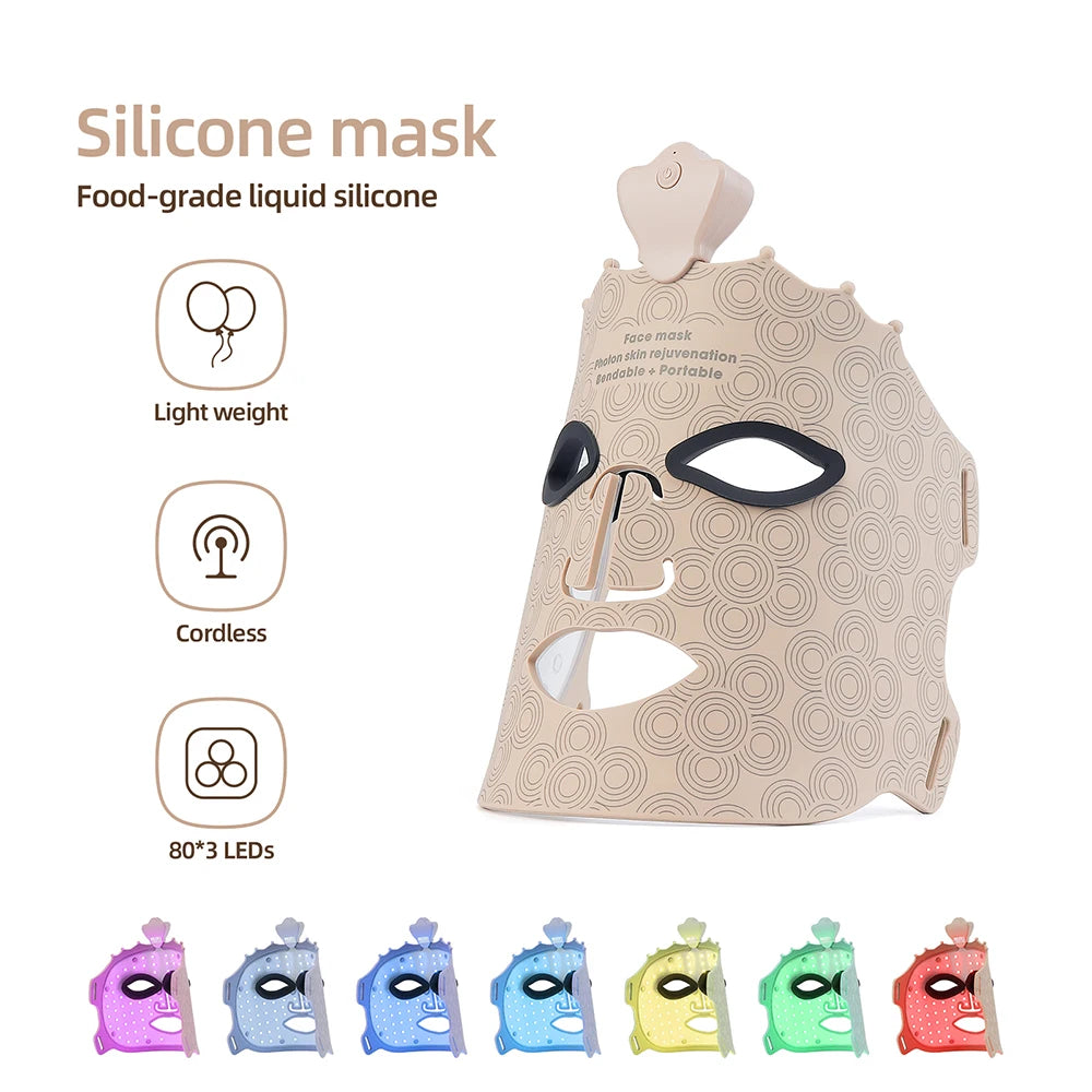 7 Colors Silicone LED Mask Face Photon Skin Rejuvenation Flexible Soft Facial Beauty Mask Skin Care Repair Skin Brightening