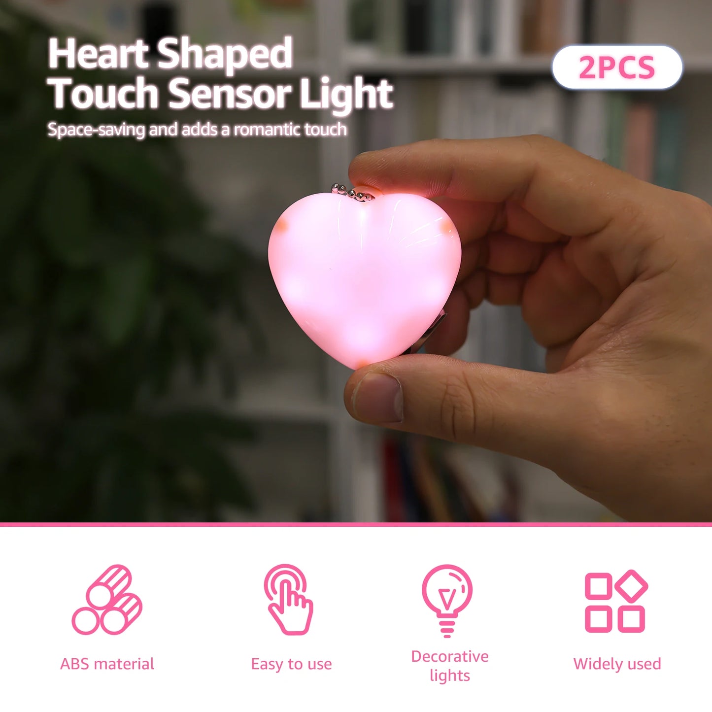 1/2/4Pcs Handbag Night Light Heart-Shape Purse Light LED Automatic Sensor Rechargeable Touch Wallet Tote Bag Mini Light Keychain
