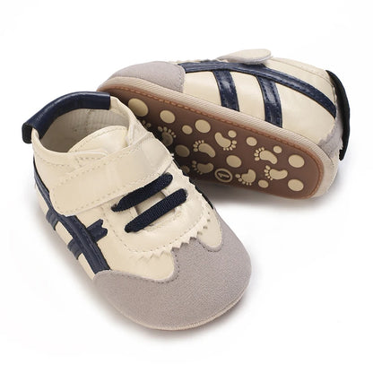 Spring and Autumn Fashion Stripes 0-1 Baby Shoes Baby Shoes Step Front Shoes Rubber Bottom Anti Slip Sneakers