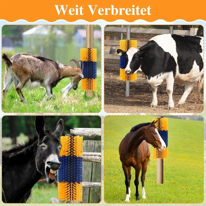 Horse Brush, Livestock Scratching Brush, Goat Brush, Goat Scratching Post, Livestock Scratcher for Horses, Cows, Goats & Pigs Promotes Cleanliness & Skin Health