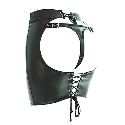 Female Ass Porn Mini Skirt BDSM Bondage Lingerie Spanking Whip PU Leather G-String Panties Dress Erotic Sexy Costume Women