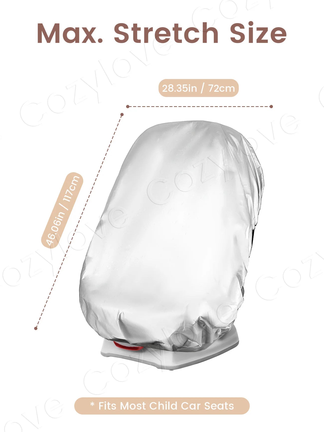 Universal Infant Car  Seat Sun Shade, Covers UV Rays & Reduces Heat for Safer, Cooler Rides — Silver