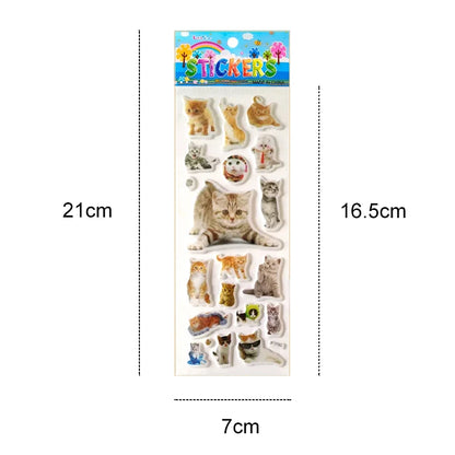 6 Sheets 3d Pet Dog and Cat Stickers for Car Styling Scrapbook Animal Bubble Reward Stickers for Kids Gift for Boy Girl Toy