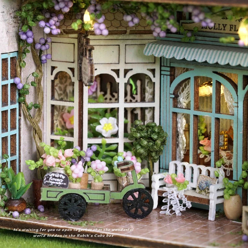 Mini Doll House DIY Small House 3D Puzzle Assembly Building Model Toys Home Bedroom Decoration With Furniture LED Lights Gifts