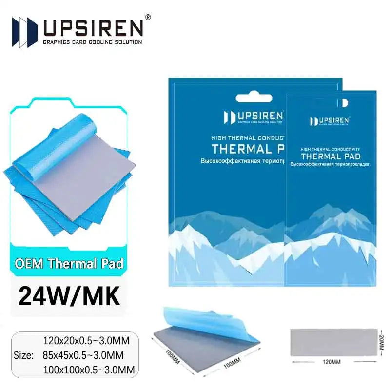 Upsiren 24W/mk 0.75/1.25/1.75mm GPU CPU Heatsink Cooling Conductive Silicone Pad High Quality Original Authentic Thermal Pad
