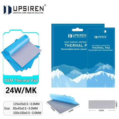 Upsiren 24W/mk 0.75/1.25/1.75mm GPU CPU Heatsink Cooling Conductive Silicone Pad High Quality Original Authentic Thermal Pad