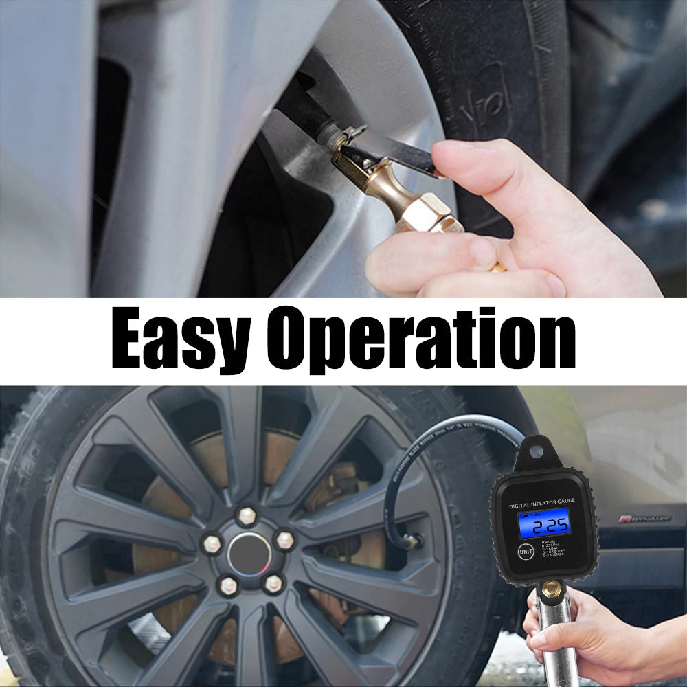 With Inflator Hose Car Tire Pressure Gauge High-precision Monitoring Inflation Gun Car Tire Manometro Digital Inflator Gauge