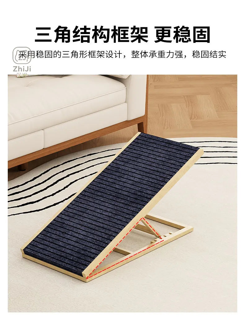 Solid Wood Dog Ramp for Bed Couch Non Slip Pet Stairs Senior Small Dogs Cat Climbing Ladder Gentle Slope Elderly Pets Indoor