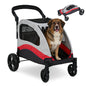 Heavy Duty Pet Wagon & Large Dog Stroller , Collapsible Dog Cart with Adjustable Handle, Breathable Mesh and Storage Pockets