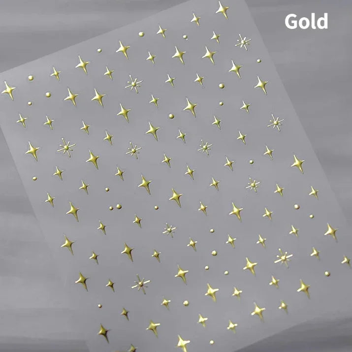 1PC 5D Korean Bronzing Nail Stickers Japanese Gold Silver Star Moon Luxury DIY Nail Art Decoration Decals Manicure Accessories