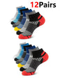 12Pairs High Qualit Athletic Socks Men's Ankle Socks Running Cyclling Waist Honeycomb Design And Firm Sports Leisure Socks Gifts