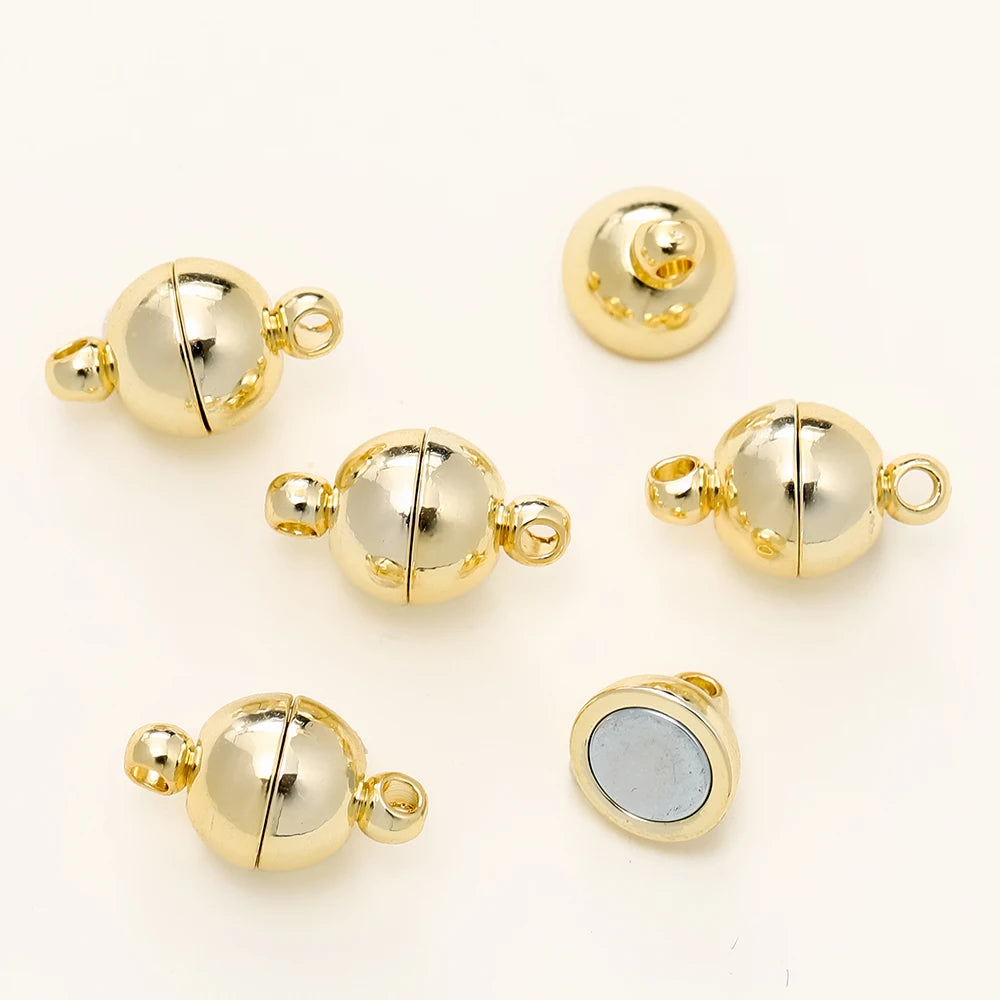 4/6pcs/lot 8*14MM 14K/18K Gold Plated Metal Brass Magnetic Bracelet Clasp Beads for DIY Jewelry Making Findings Accessories