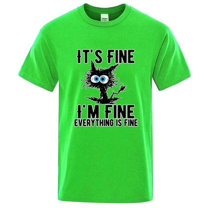 Men's High Quality T-shirt Cotton Blend Funny Cool Cat Printed T-shirt Casual Men Short Sleeve T-shirt for Men T-Shirt Male Top