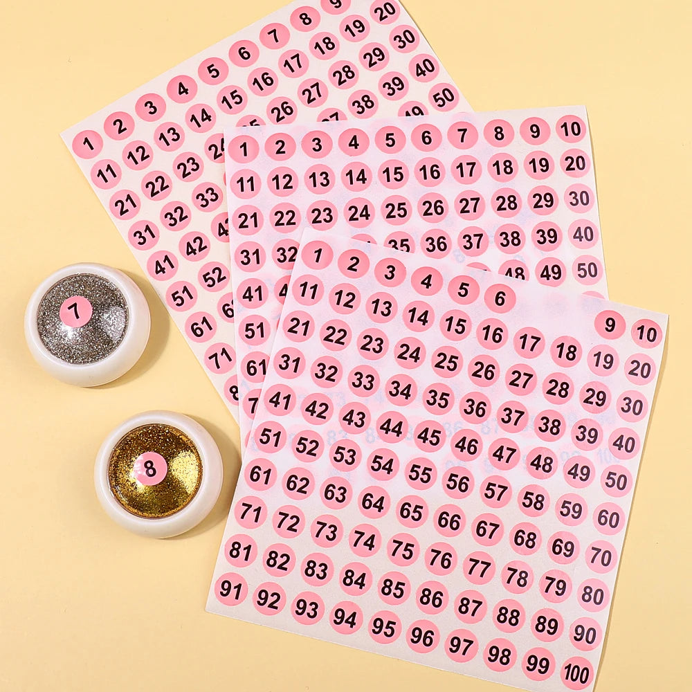2Pcs/Lot Waterproof Pink Number Sticker Label For Nail Polish Color Gel Varnish Marking Digital Label Sticker Manicure Tool