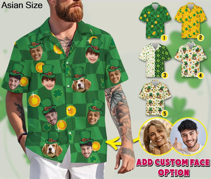 Hawaiian Shirt With Custom Face For Men Women Personalized Hawaii Gift For Girlfriend Boyfriend Tropical Beach Button Down Shirt